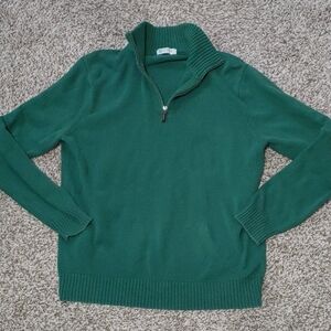 VTG J. Crew Forest Men's Green Quarter Zip Sweater Size L